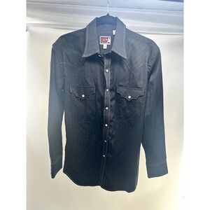 "Vintage B&D Western Shirt Men's Black‎ Long Sleeve Snap Button Cowboy Style